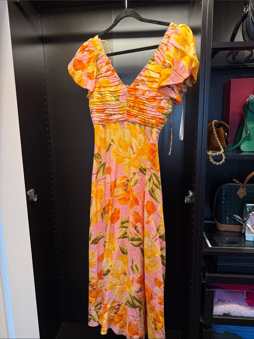 Ever New Pink and Yellow Floral Ruffle Maxi Dress